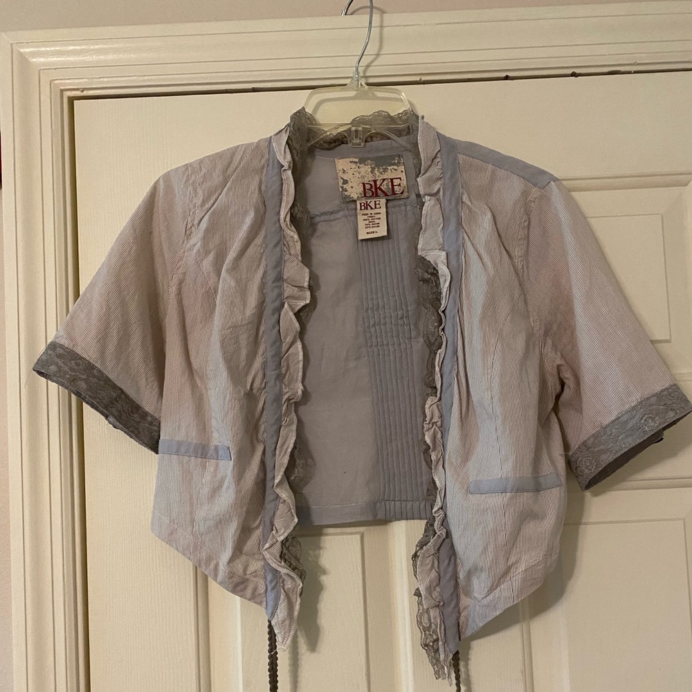 BKE Gray Layering Top/Wrap Sz Lg